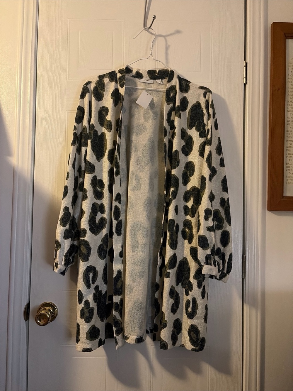 Susan Graver Animal Print Womens Open Cardigan XLP